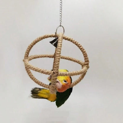 Parrot Toys- Spherical Swing, Climbing Net, Chew & Grind Accessories, Suitable For Cockatiel, Lovebird, Cage Decor