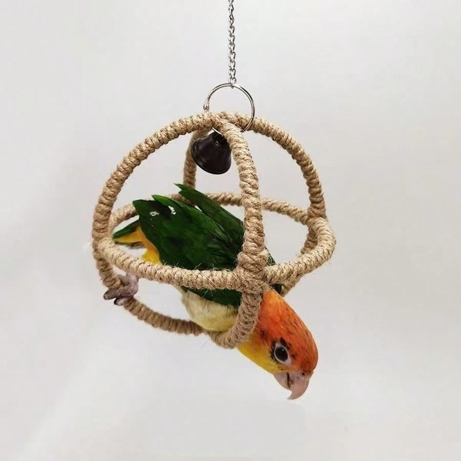 Parrot Toys- Spherical Swing, Climbing Net, Chew & Grind Accessories, Suitable For Cockatiel, Lovebird, Cage Decor
