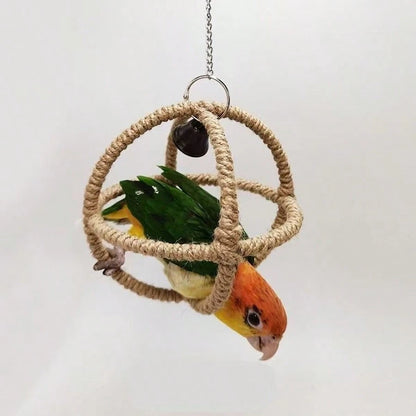 Parrot Toys- Spherical Swing, Climbing Net, Chew & Grind Accessories, Suitable For Cockatiel, Lovebird, Cage Decor