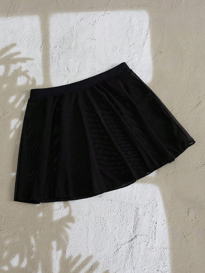 PEPPERMOLLY New Slimming Mesh Wrap Skirt Swimwear Cover Up For Women, Fashionable Beach Cover-Up For Summer Vacation Black