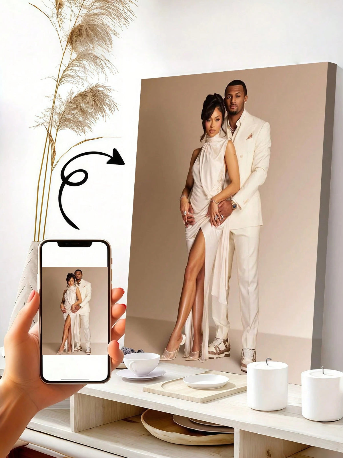 Personalized Canvas Painting, Personalized Couple Wall Art, Perfect Gift For Couple Anniversary, Birthday, Wedding, Valentine's Day, Family, Home Decor, Room Decor, Custom Poster, Canvas Wall Art, Cus