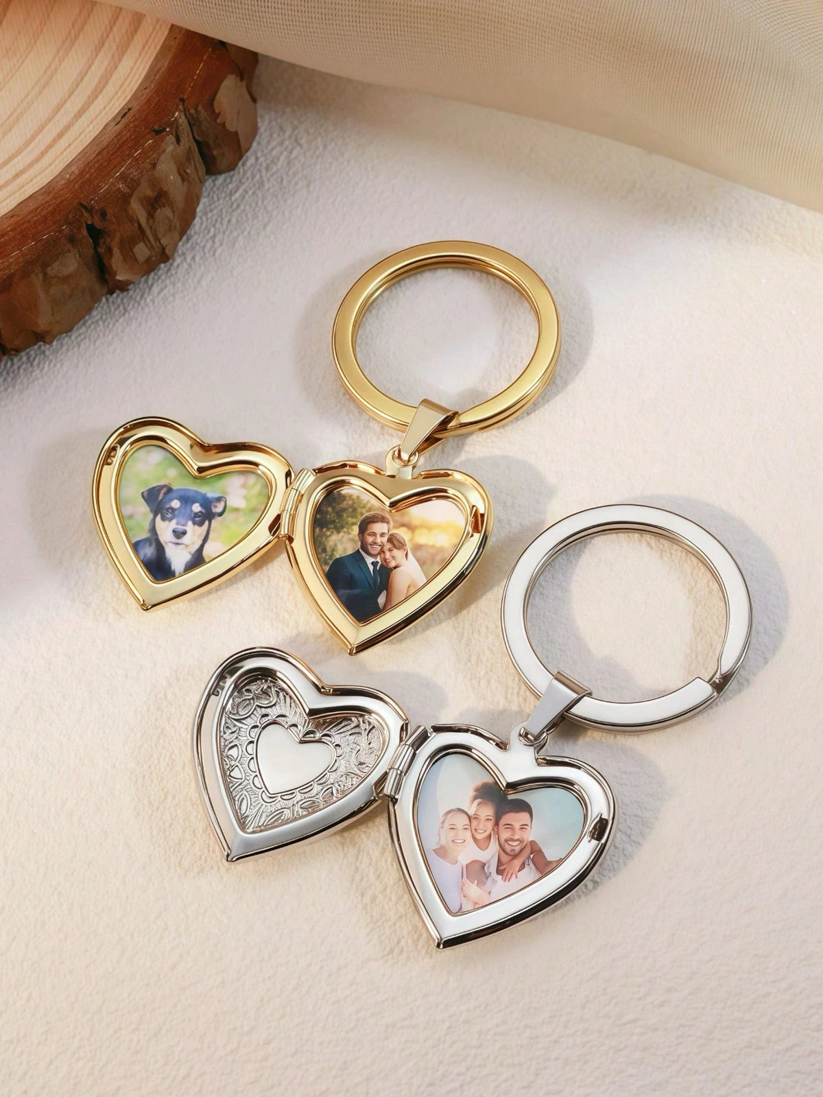 Personalized Photo Heart-Shaped Keychain, Engraved Pet Photo Memorial Keychain, Love Photo Keychain Gift For Birthday Anniversary Wedding Party