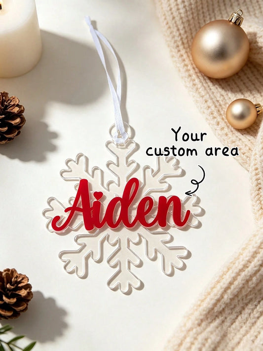 Personalized Snowflake Ornament, Christmas Welcome Decoration, Christmas Tree Name Customized Ornament, Snowflake Customized Name Tag