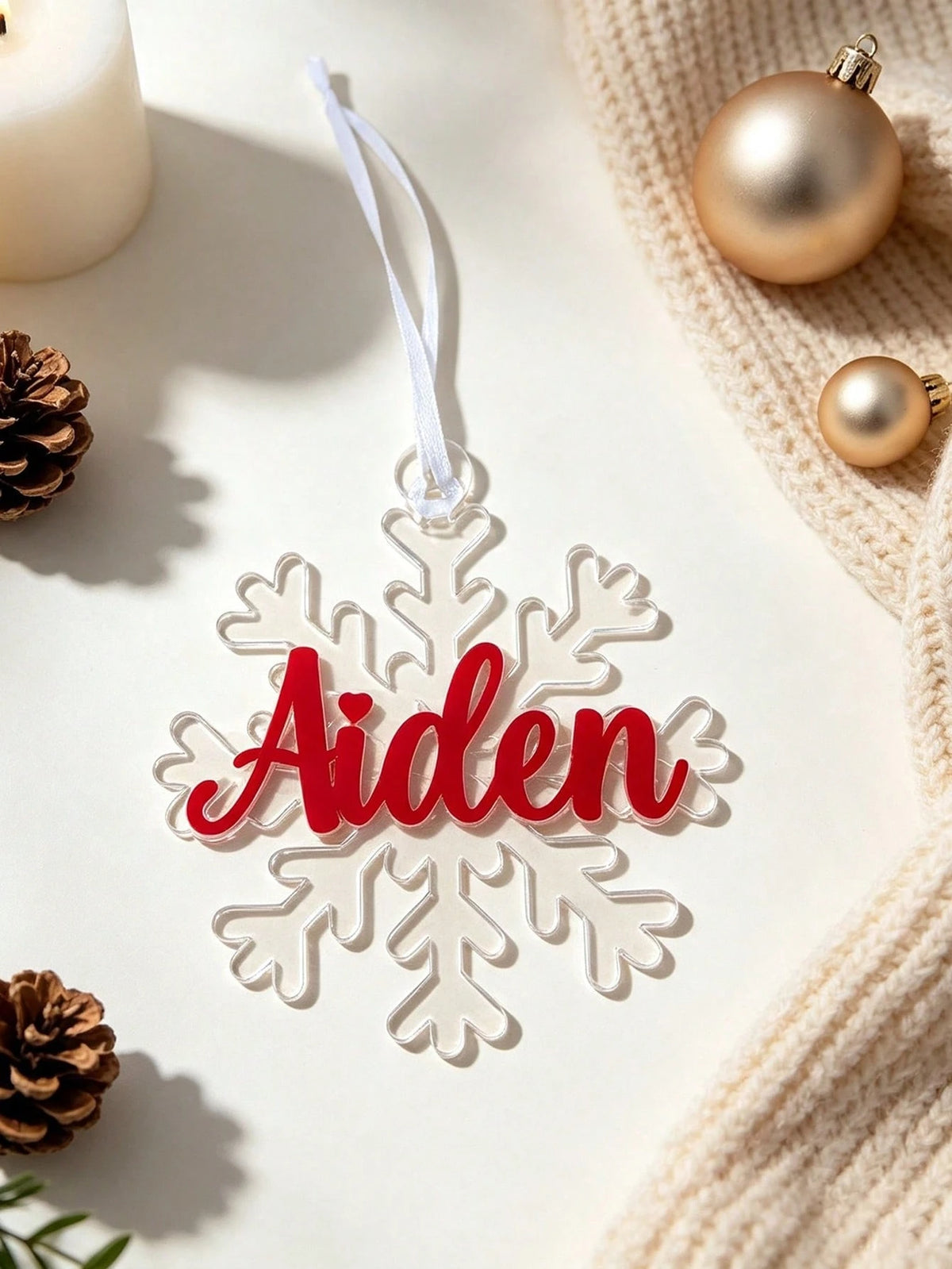 Personalized Snowflake Ornament, Christmas Welcome Decoration, Christmas Tree Name Customized Ornament, Snowflake Customized Name Tag