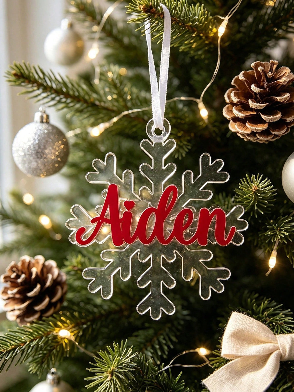 Personalized Snowflake Ornament, Christmas Welcome Decoration, Christmas Tree Name Customized Ornament, Snowflake Customized Name Tag