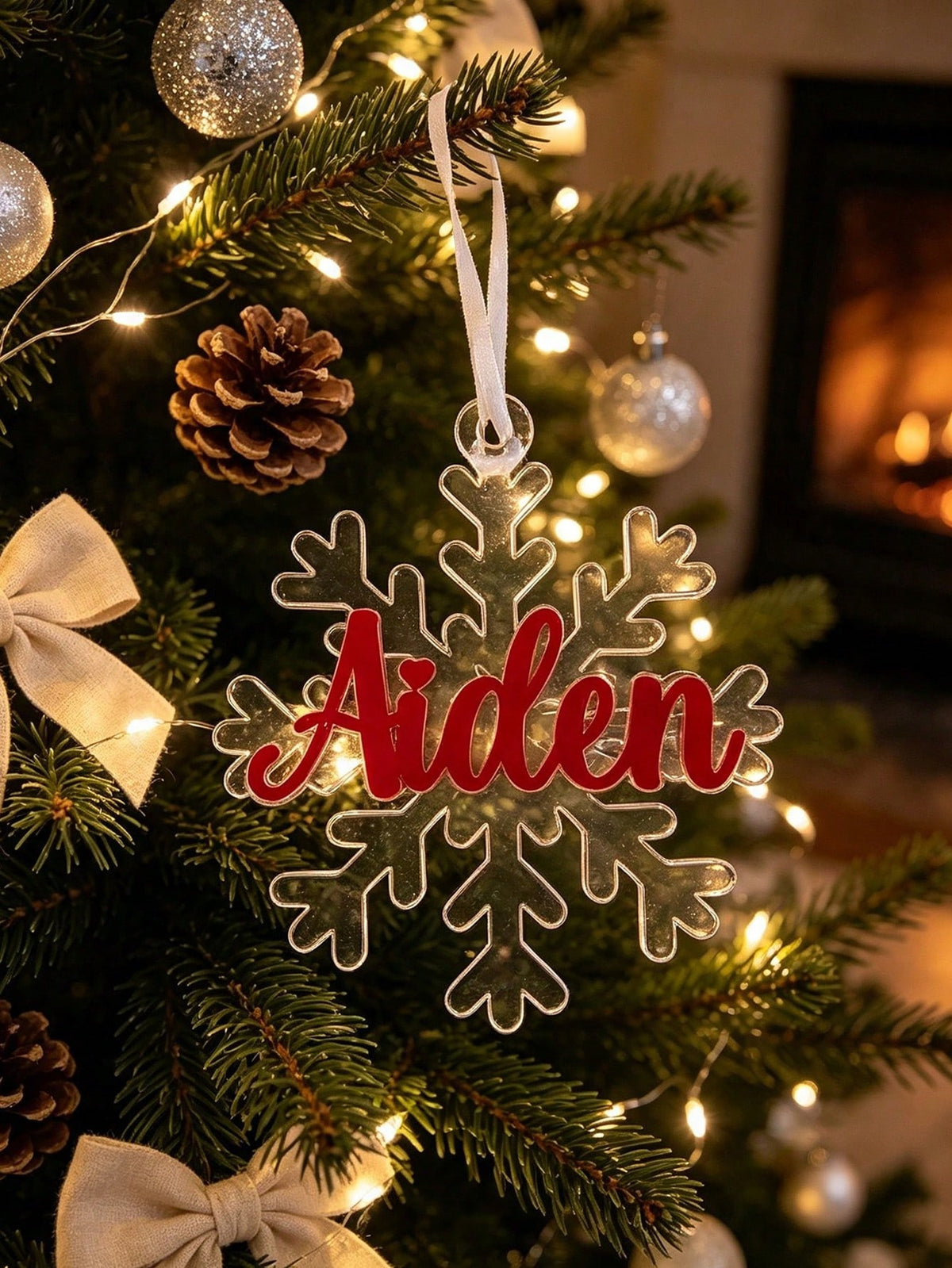 Personalized Snowflake Ornament, Christmas Welcome Decoration, Christmas Tree Name Customized Ornament, Snowflake Customized Name Tag