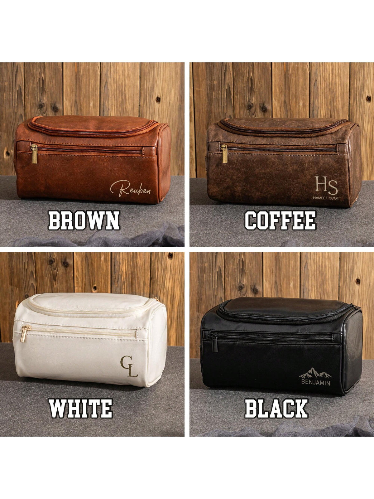 Personalized Toiletry Bag For Husband Dad Son, Custom Large Capacity PU Leather Travel Dopp Kit For Men, Custom Name Gift For Birthday Fathers Day Anniversary Wedding Groomsmen