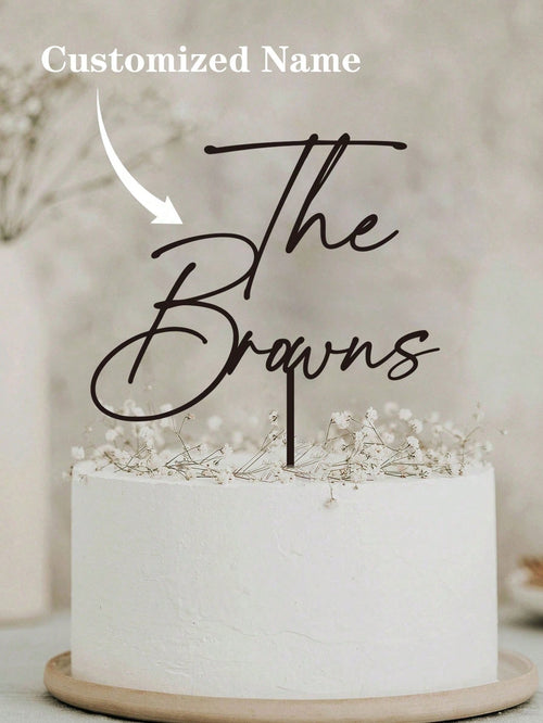 Personalized Wedding Custom Last Name Cake Topper Rustic Mr And Mrs Anniversary Ideal Gift For Graduation Housewarming Christmas Father's Day Dining Living Room Bedroom Tea Room Home Warm Ambience For