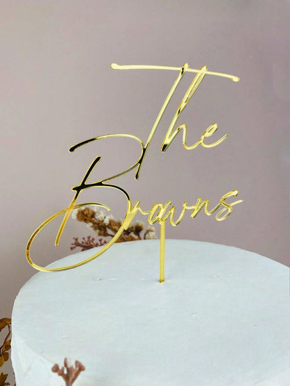 Personalized Wedding Custom Last Name Cake Topper Rustic Mr And Mrs Anniversary Ideal Gift For Graduation Housewarming Christmas Father's Day Dining Living Room Bedroom Tea Room Home Warm Ambience For