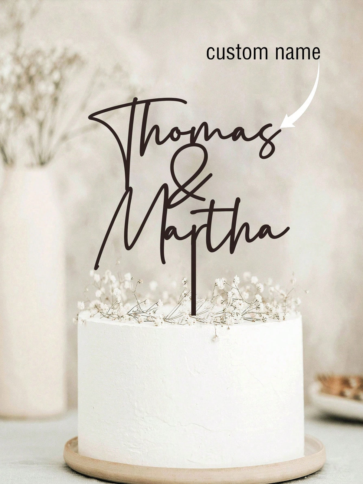 Personalized Wedding Custom Last Name Cake Topper Rustic Mr And Mrs Anniversary Ideal Gift For Graduation Housewarming Christmas Father's Day Dining Living Room Bedroom Tea Room Home Warm Ambience For