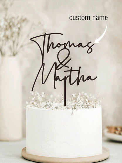 Personalized Wedding Custom Last Name Cake Topper Rustic Mr And Mrs Anniversary Ideal Gift For Graduation Housewarming Christmas Father's Day Dining Living Room Bedroom Tea Room Home Warm Ambience For
