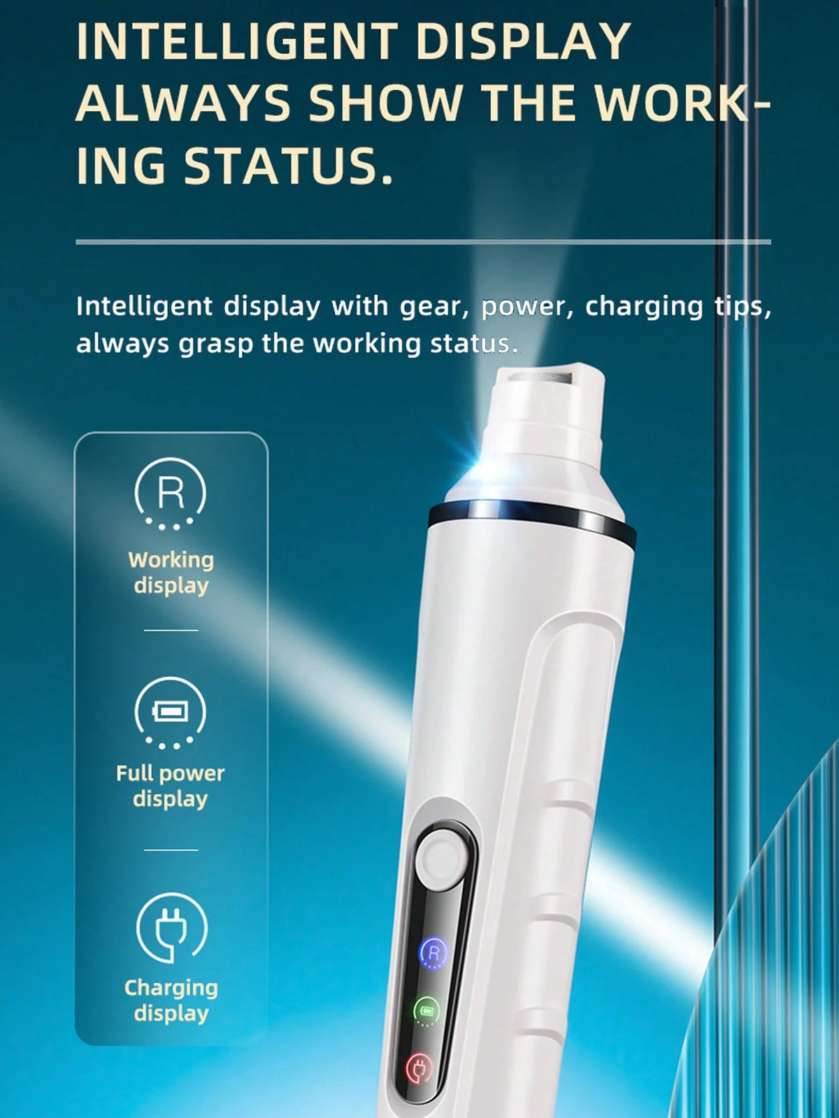 Pet Nail Grinder, Cat Dog Electric Nail Trimmer USB Rechargeable With LED Light, Smart Display, Multi Grinding Modes For Various Pets, Upgraded Strong Motor For Tough Nails, Portable & Fashionable Des
