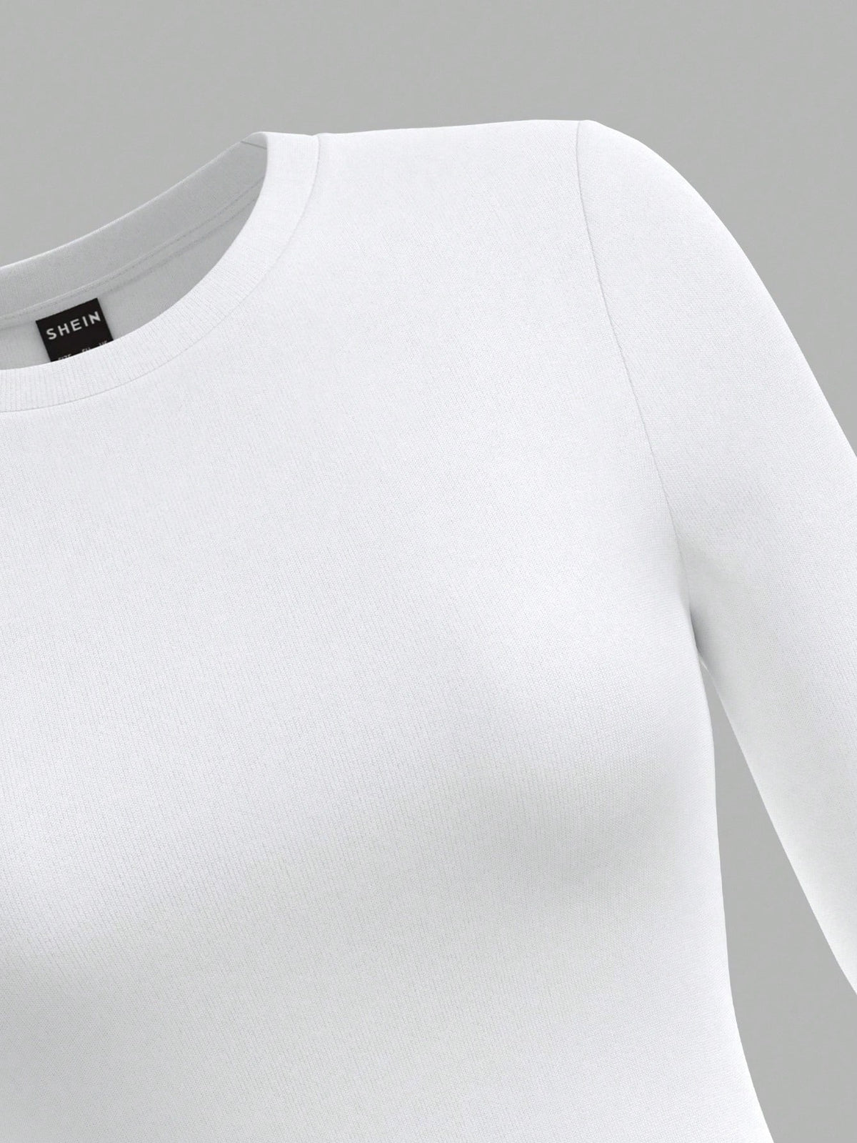 PETITE 2pcs Women Minimalist Modest Basic Tight Fitting Round Neck Long Sleeve Long Tee Set, Black White, Suitable For Autumn/Winter, Petite Women Everyday