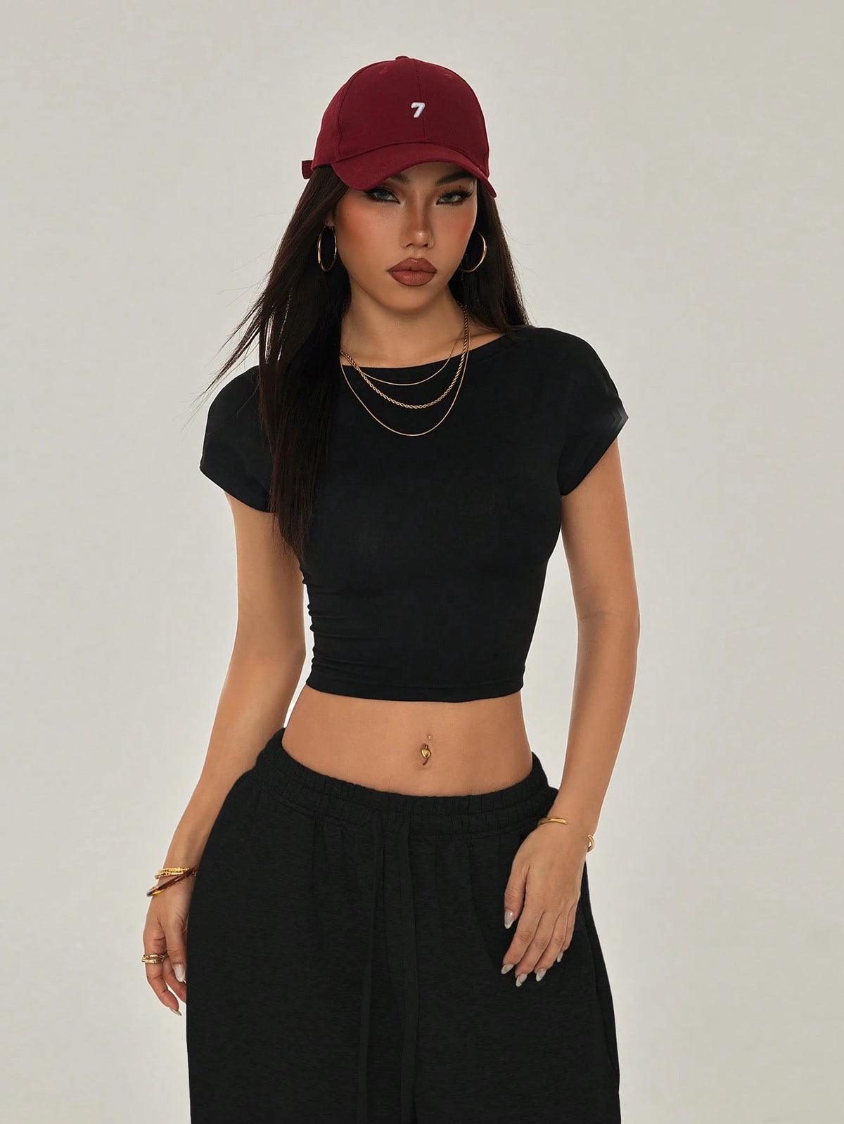 PETITE Black Open Back T-Shirt Top Suitable For Petite, Summer Club Night Night Out Casual Sexy