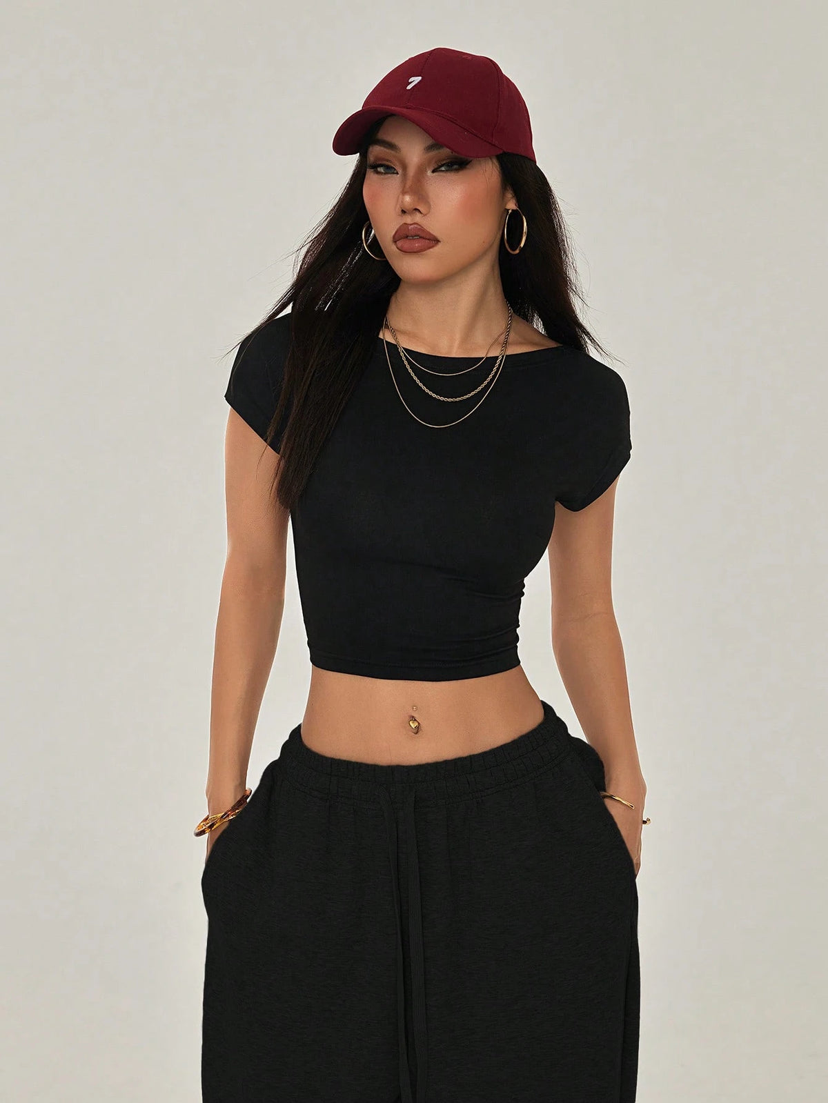 PETITE Black Open Back T-Shirt Top Suitable For Petite, Summer Club Night Night Out Casual Sexy