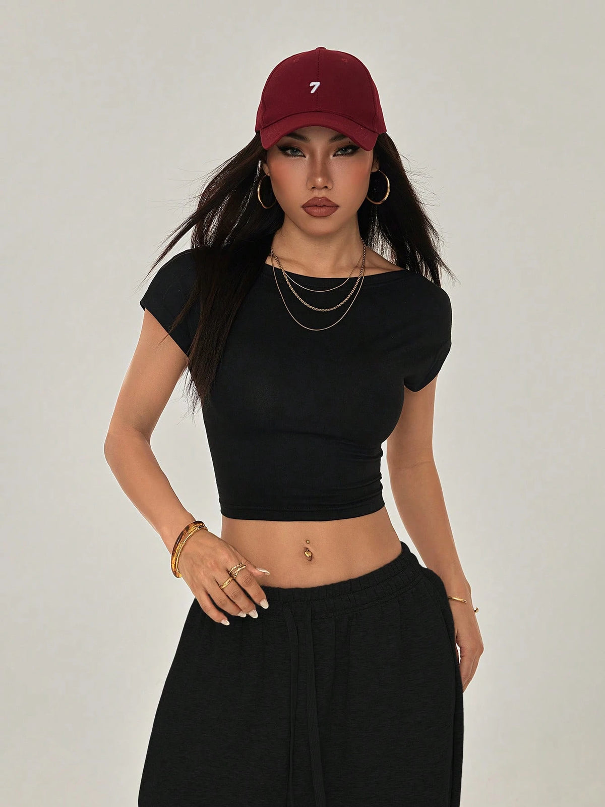 PETITE Black Open Back T-Shirt Top Suitable For Petite, Summer Club Night Night Out Casual Sexy
