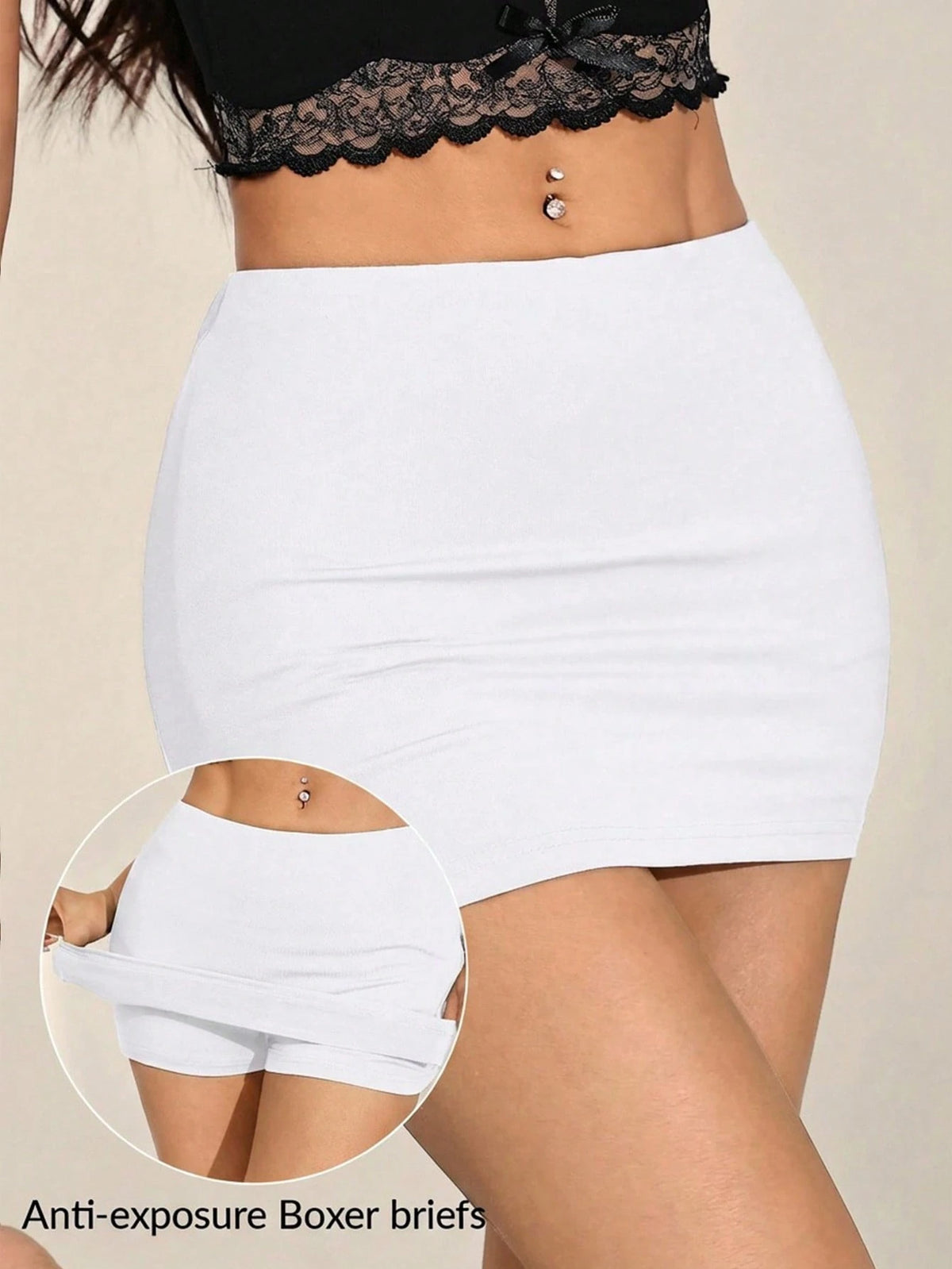 PETITE Women's Black Sexy Casual Mini Bodycon Skirt (With Leggings Included),Petite Women