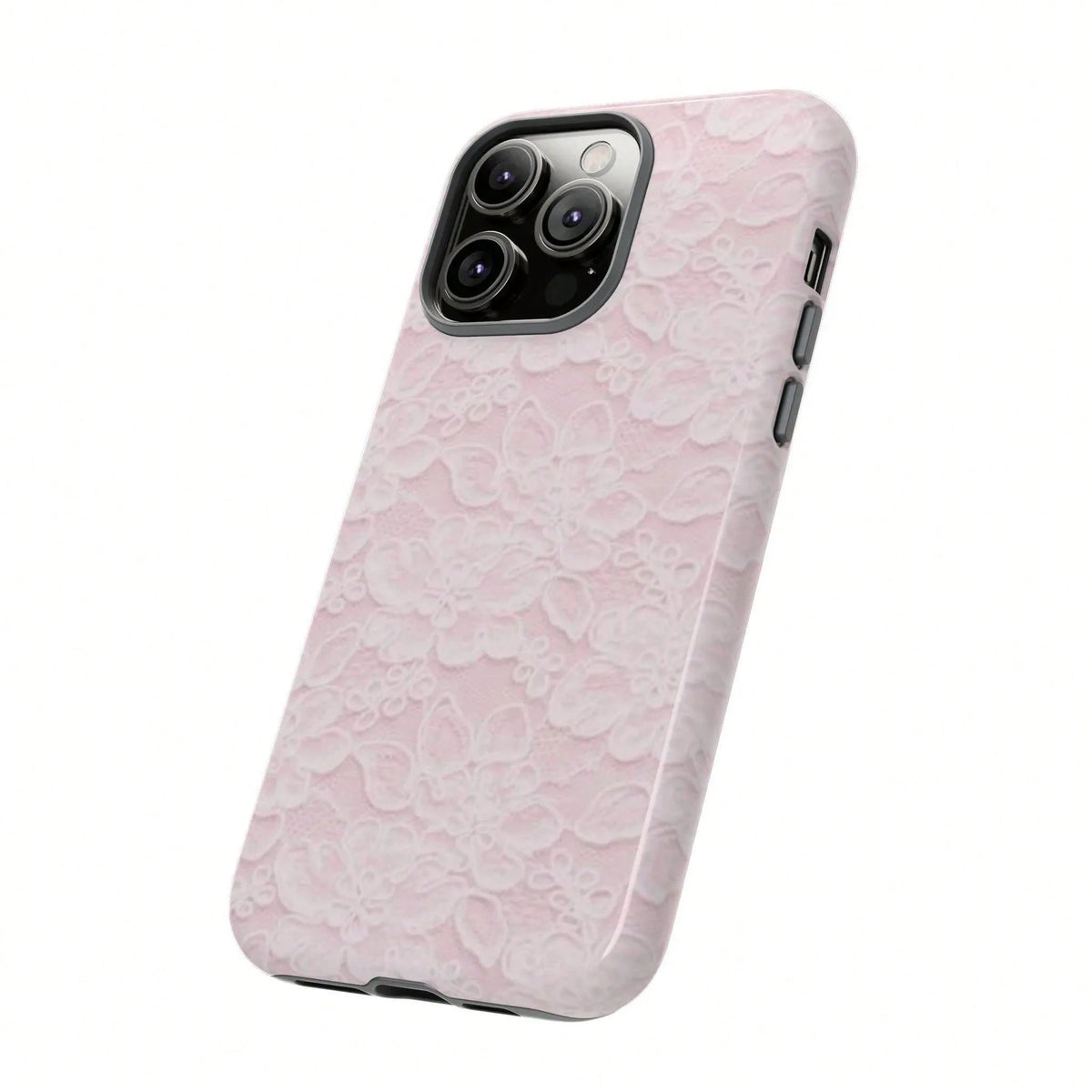 Pink Lace Fashion Shockproof Floral Blush 2-In-1 Phone Case Compatible With IPhone 17/16/15/14/13/12/11 Pro Max Birthday Gift Anniversary Party
