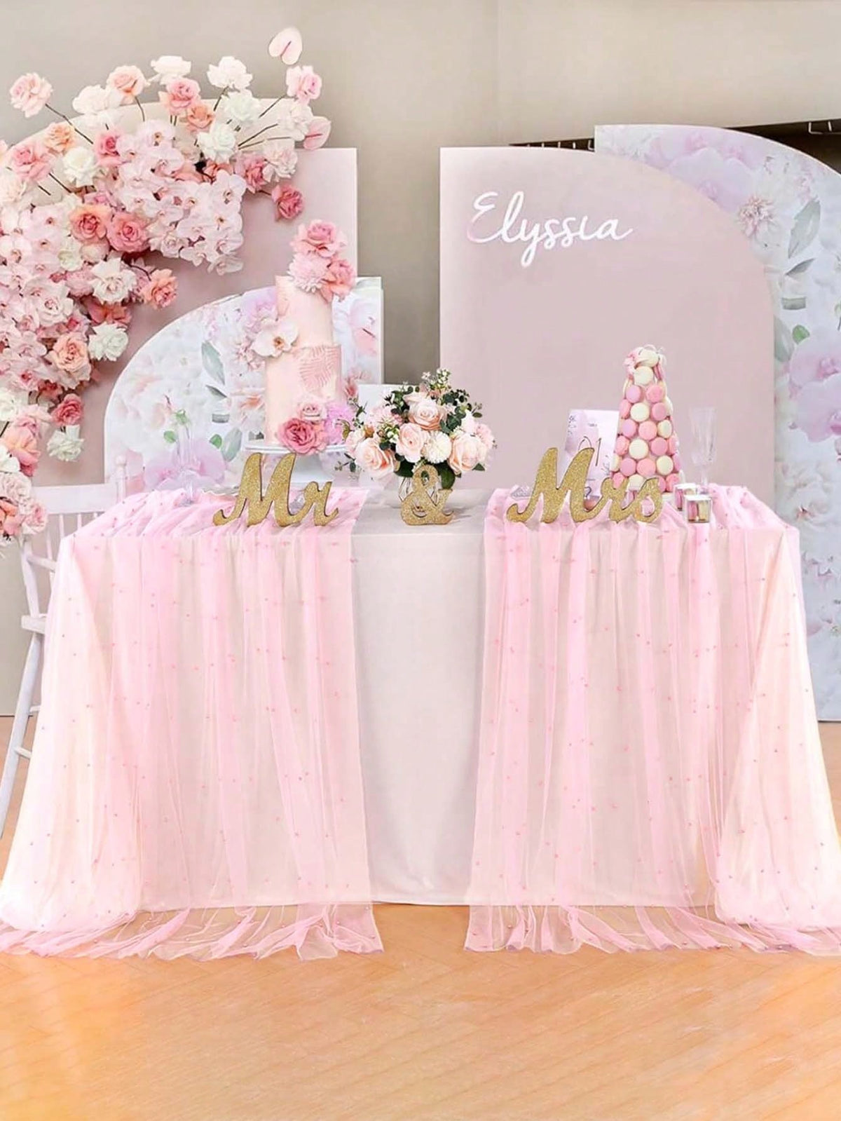 Pink Pearl Gauze Tablecloth, Bohemian Country Style Cheesecloth Table Runner, Suitable For Baby Shower, Wedding, Summer Party, Home Decor, Gift