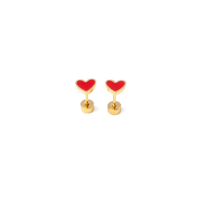 Pip Pop Post - Enamel Heart Stud Earring - Neon Pink