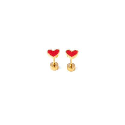 Pip Pop Post - Enamel Heart Stud Earring - Neon Pink