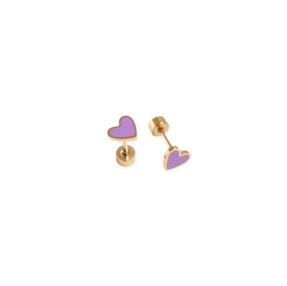 Pip Pop Post - Enamel Heart Stud Earring - Neon Pink