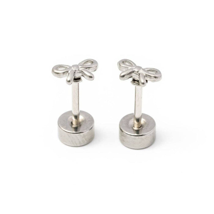 Pip Pop Post - Mini Bow Stud Earring - Silver