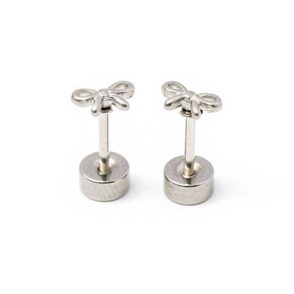 Pip Pop Post - Mini Bow Stud Earring - Silver