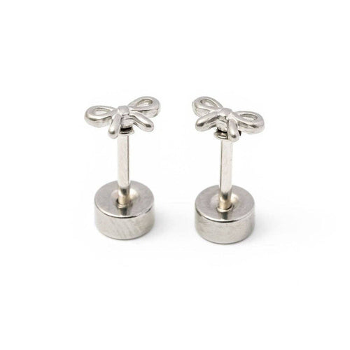 Pip Pop Post - Mini Bow Stud Earring - Silver