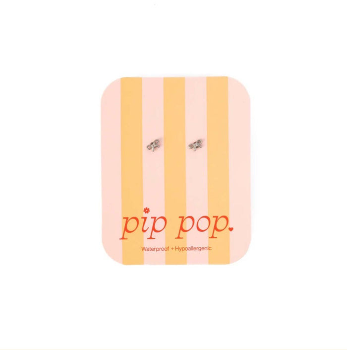 Pip Pop Post - Mini Bow Stud Earring - Silver