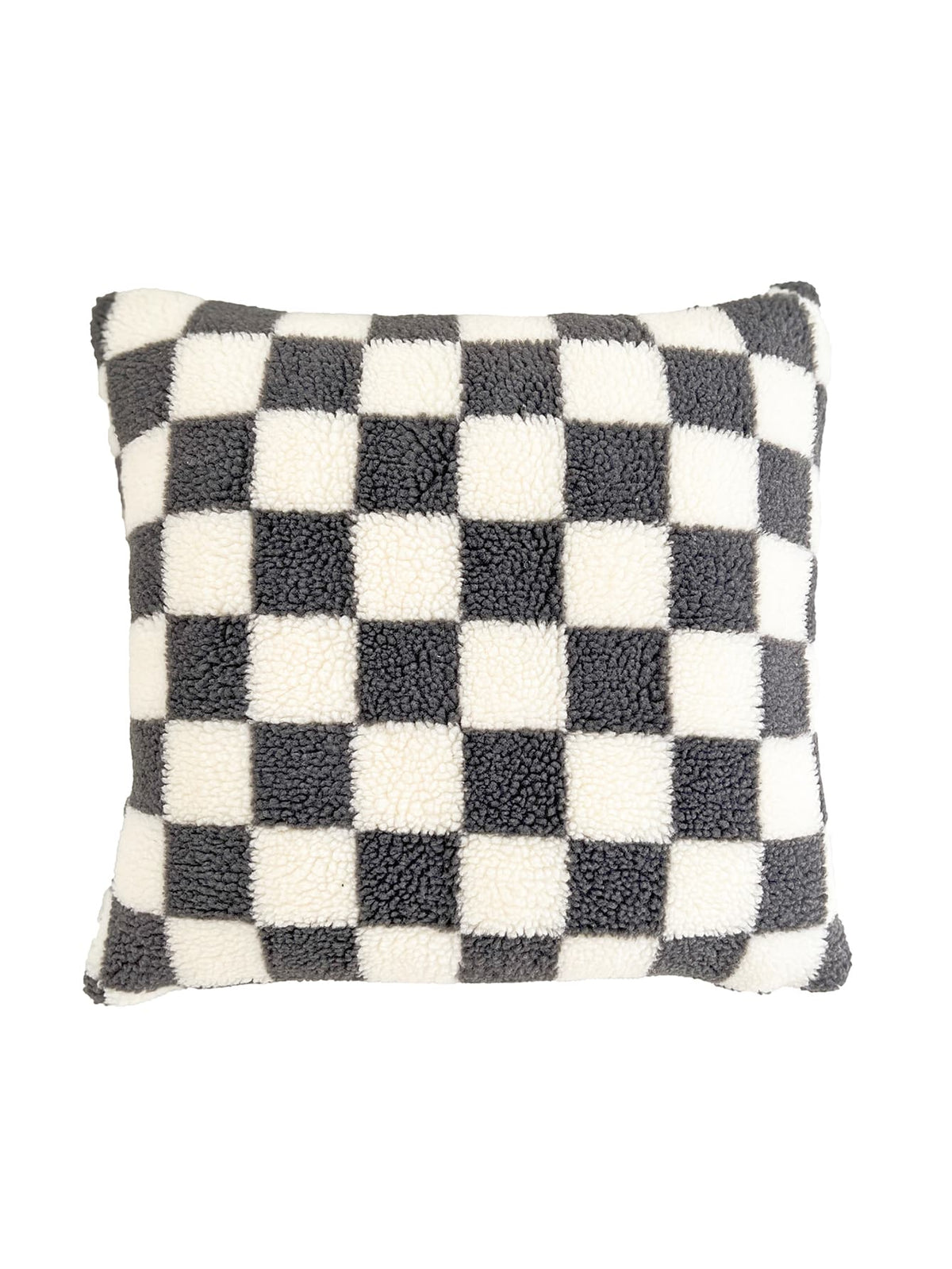 Plaid Pattern Plush Cushion Cover Without Filler