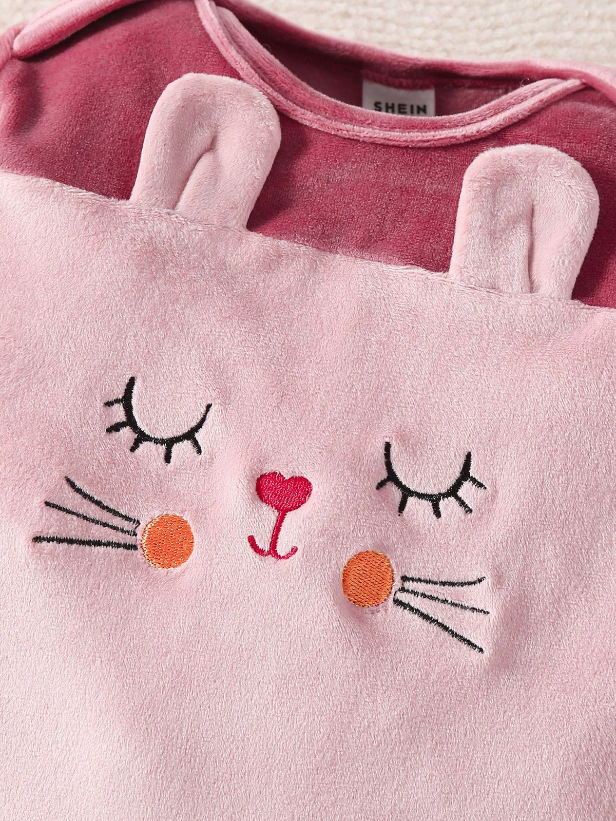 Playful Pals Cute Embroidered Ear Design Comfortable Romper For Baby Girls