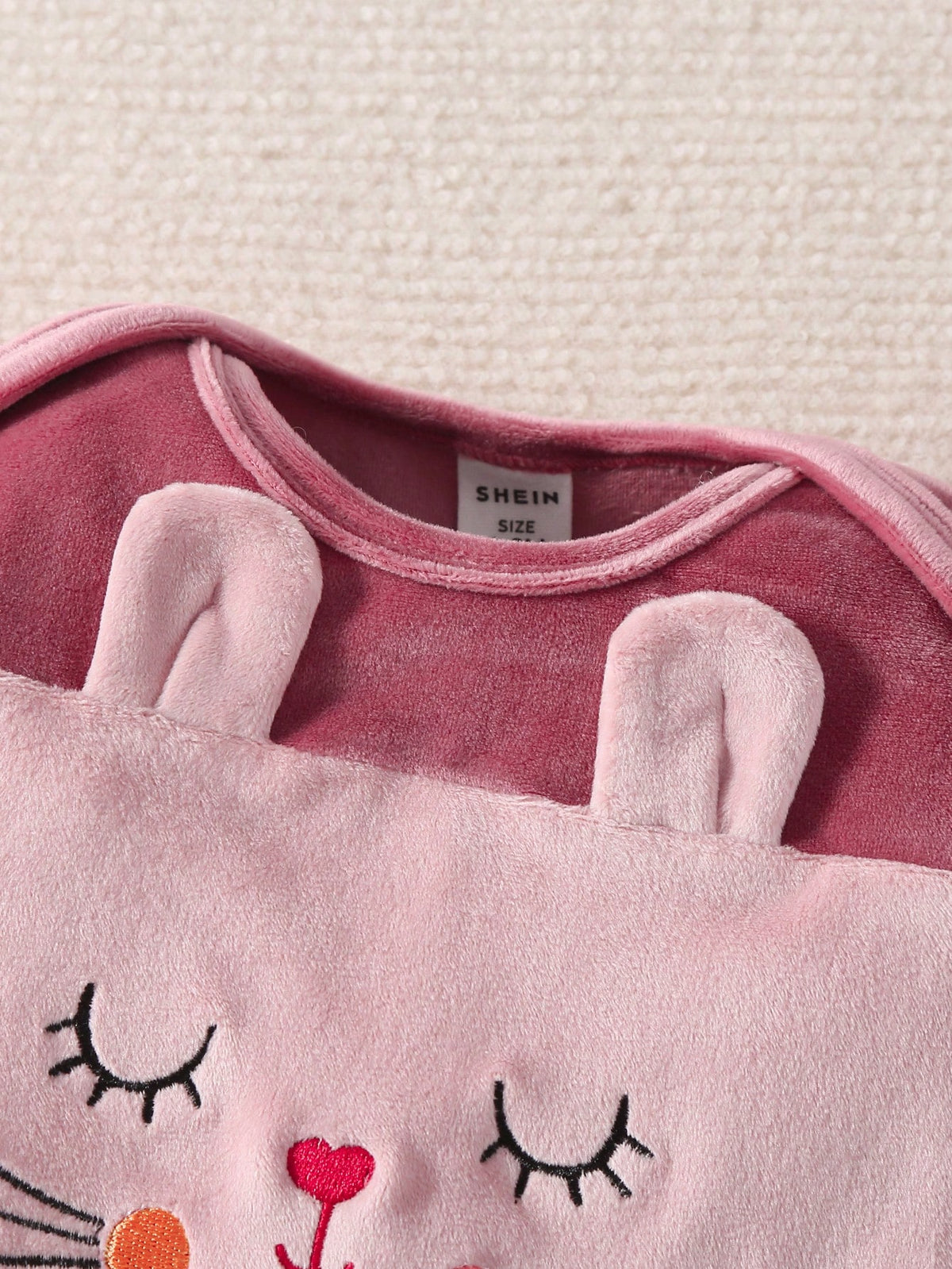 Playful Pals Cute Embroidered Ear Design Comfortable Romper For Baby Girls