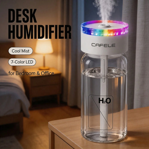 Portable Atomizing Humidifier, USB Powered Essential Oil Diffuser With Colored LED Light, Three Spray Modes, Silent Atomizer, Compact Cup Holder Design Suitable For Car, Office And Home Use.