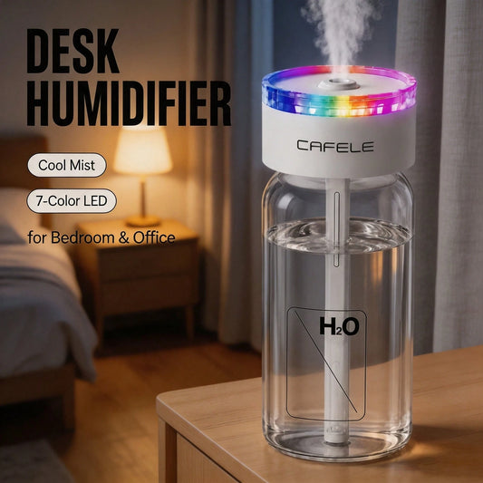 Portable Atomizing Humidifier, USB Powered Essential Oil Diffuser With Colored LED Light, Three Spray Modes, Silent Atomizer, Compact Cup Holder Design Suitable For Car, Office And Home Use.