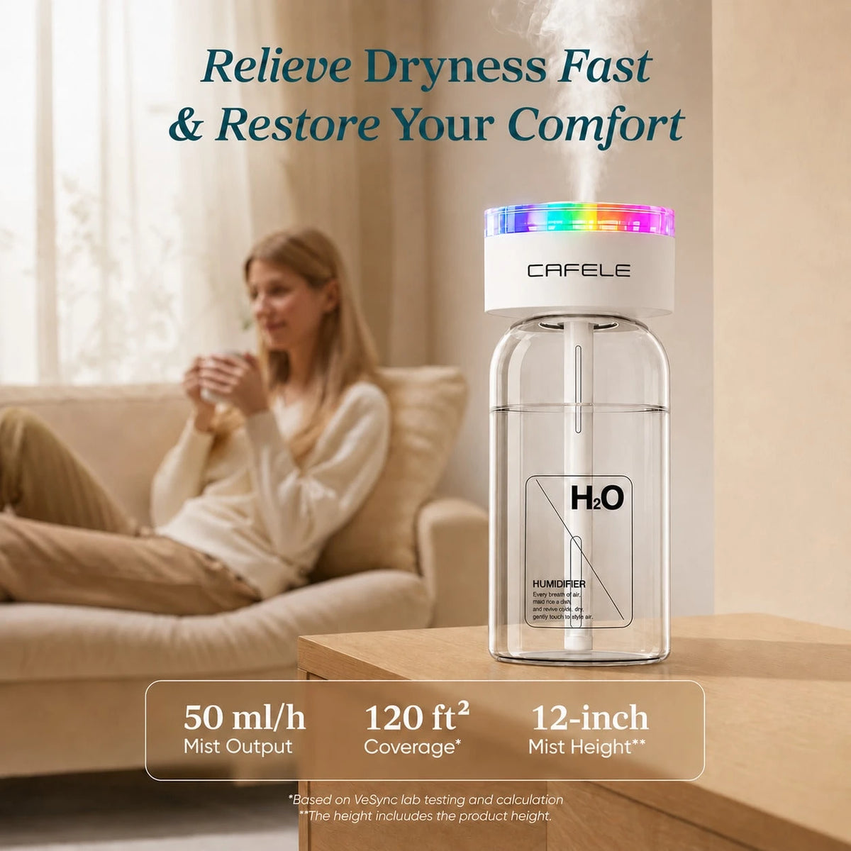 Portable Atomizing Humidifier, USB Powered Essential Oil Diffuser With Colored LED Light, Three Spray Modes, Silent Atomizer, Compact Cup Holder Design Suitable For Car, Office And Home Use.