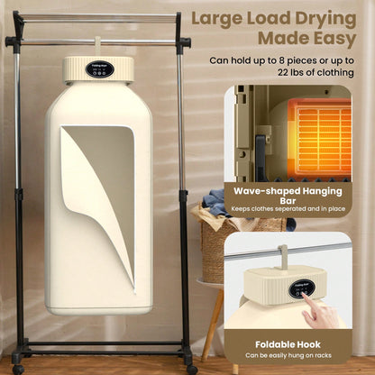 Portable Clothes Dryer, Mini Dryers For Laundry, Small Foldable Electric Compact Drying Machine For Travel,RV, Home And Apartment, With Dry Bag- Khaki
