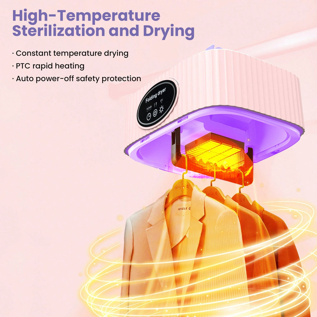 Portable Clothes Dryer, Mini Dryersfor Laundry, Small Foldable Electric Compact Drying Machine For Travel,RV, Home And Apartment, With Dry Bag-Pink