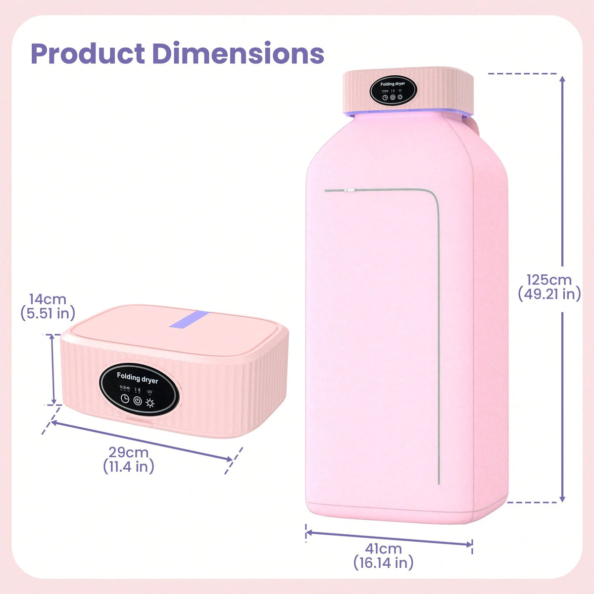 Portable Clothes Dryer, Mini Dryersfor Laundry, Small Foldable Electric Compact Drying Machine For Travel,RV, Home And Apartment, With Dry Bag-Pink