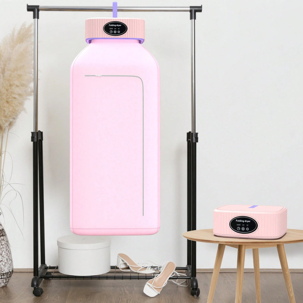 Portable Clothes Dryer, Mini Dryersfor Laundry, Small Foldable Electric Compact Drying Machine For Travel,RV, Home And Apartment, With Dry Bag-Pink