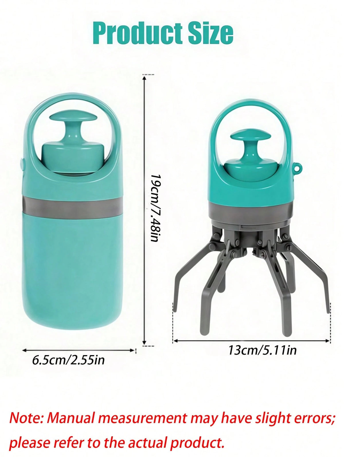 Portable Dog Pooper Scooper With Bag Dispenser, Durable Plastic Cyan Claw Design Waste Pickup Tool With Leak-Proof Bags, Ideal For Outdoor Use