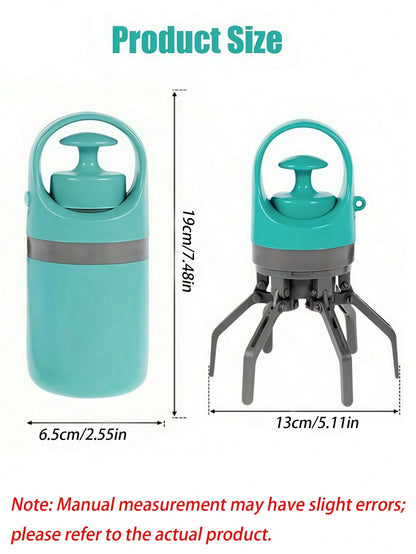 Portable Dog Pooper Scooper With Bag Dispenser, Durable Plastic Cyan Claw Design Waste Pickup Tool With Leak-Proof Bags, Ideal For Outdoor Use