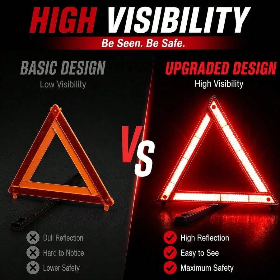 Portable Foldable Emergency Warning Triangle, Compact And Storable, High-Reflective Car Breakdown Safety Warning Roadside Sign