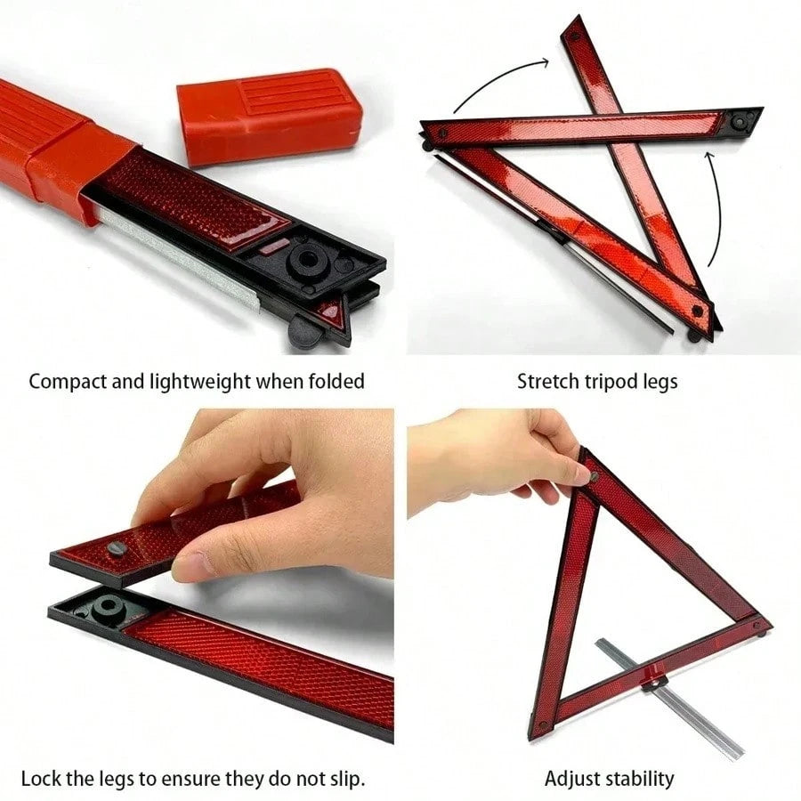 Portable Foldable Emergency Warning Triangle, Compact And Storable, High-Reflective Car Breakdown Safety Warning Roadside Sign
