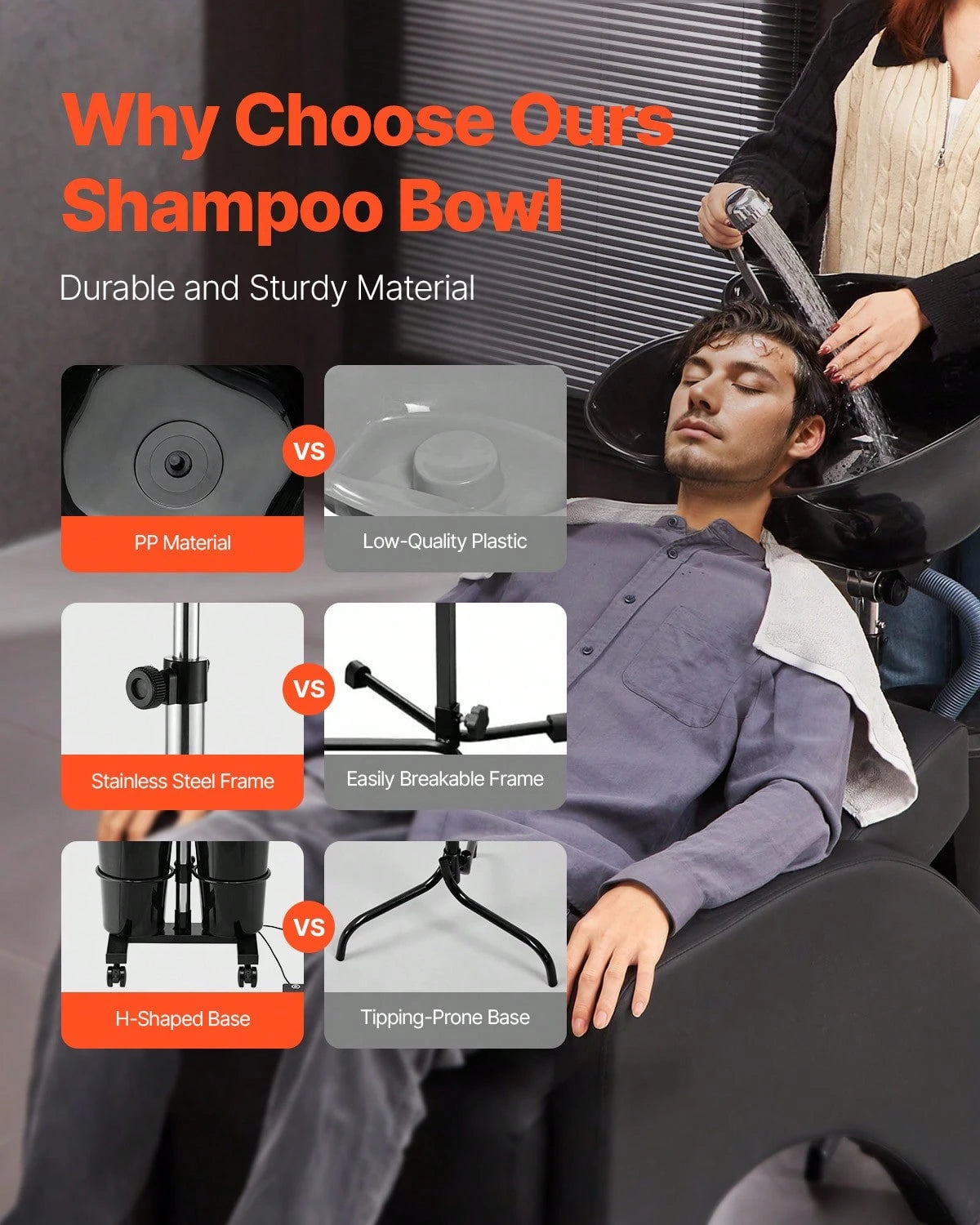 Portable Shampoo Bowl, Shampoo Sink For Washing Hair With Electric Pump, Includes 2 Buckets 2 Showerheads, Drain Hose, Height And Angle Adjustable Portable Wash Bowl For Home Salon Use, Black
