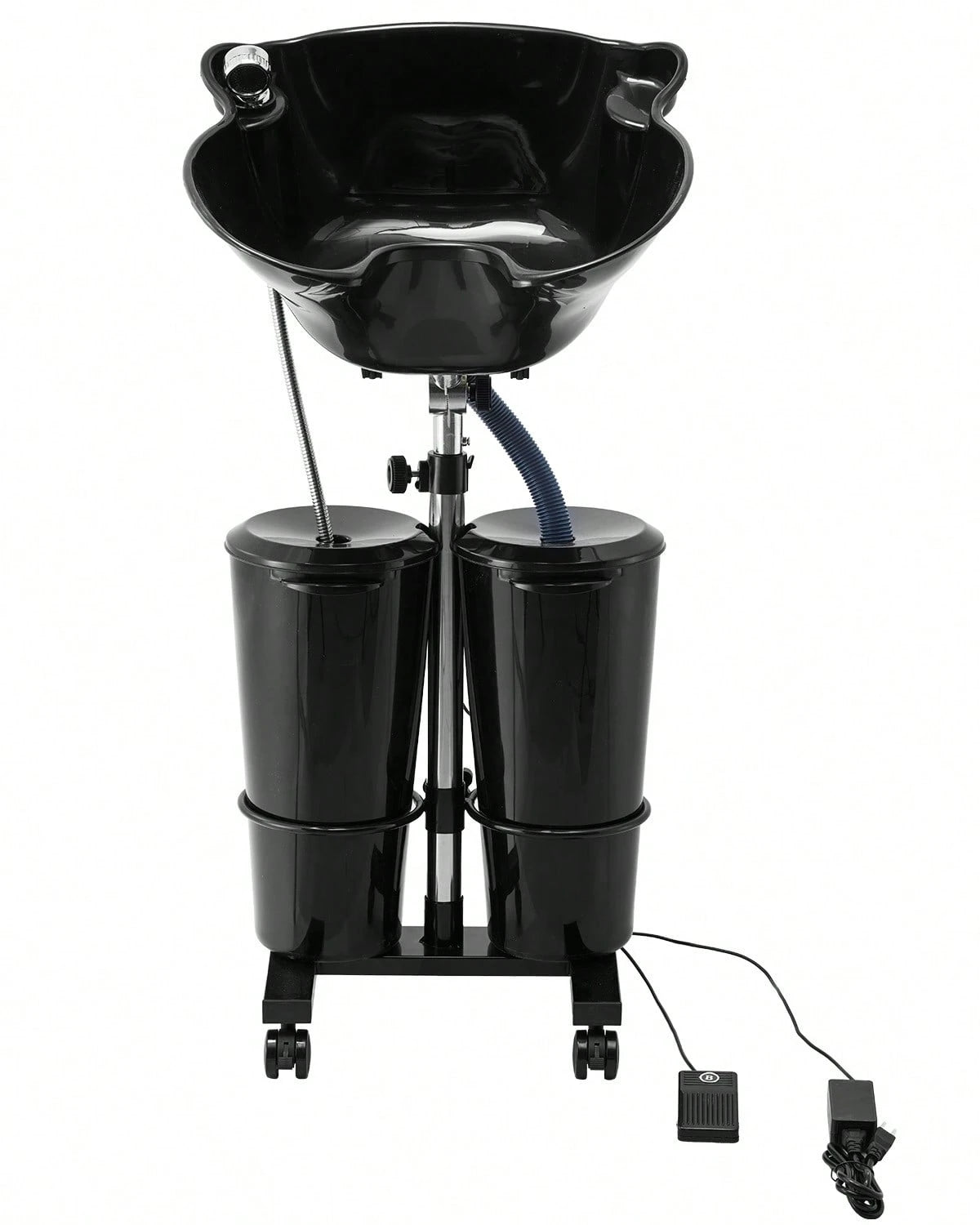 Portable Shampoo Bowl, Shampoo Sink For Washing Hair With Electric Pump, Includes 2 Buckets 2 Showerheads, Drain Hose, Height And Angle Adjustable Portable Wash Bowl For Home Salon Use, Black