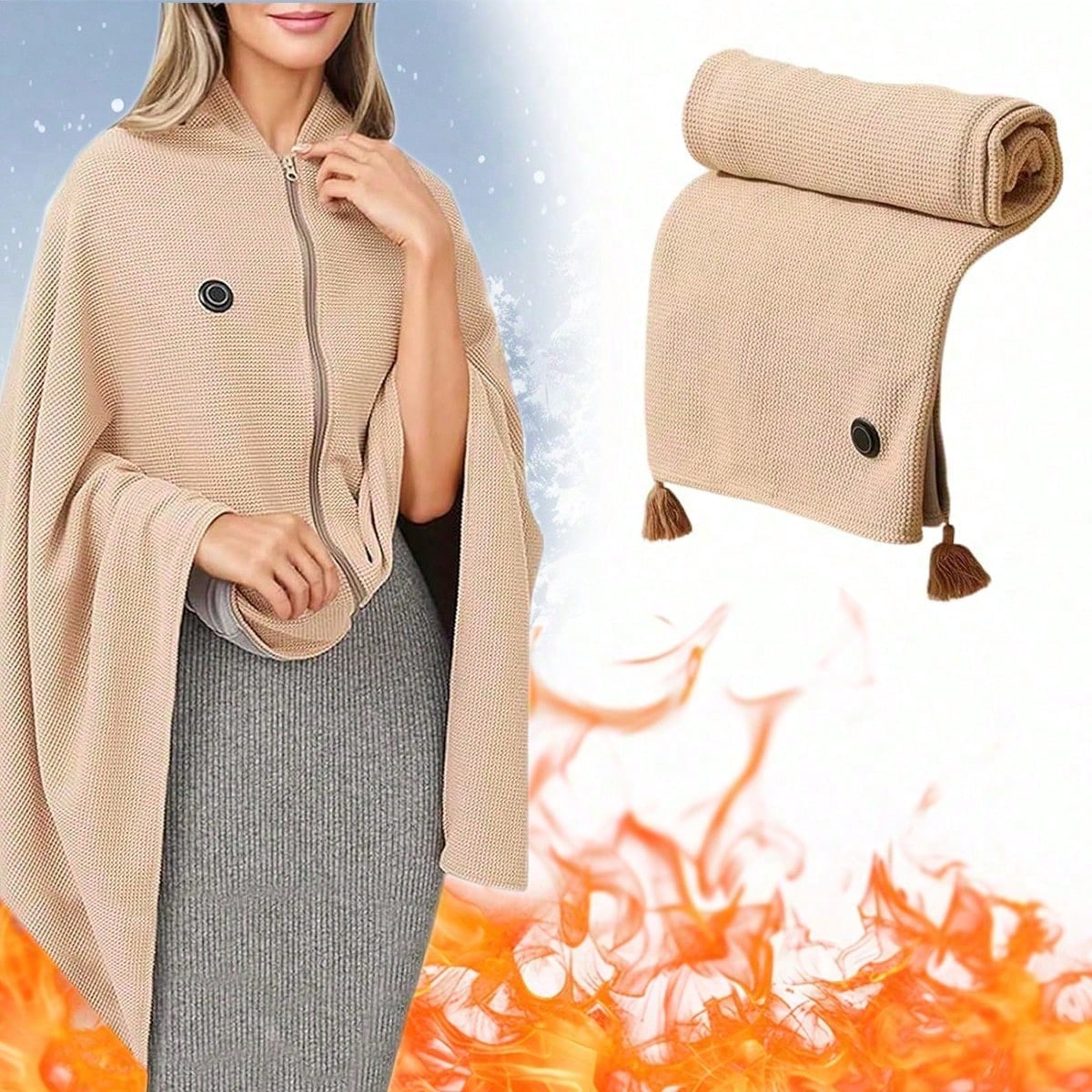 Portable USB Heating Blanket Shawl,Women's Heating Shawl, Outdoor Wearable Wireless Electric Blanket,3 Levels Heat,USB Heating Blanket Shawl