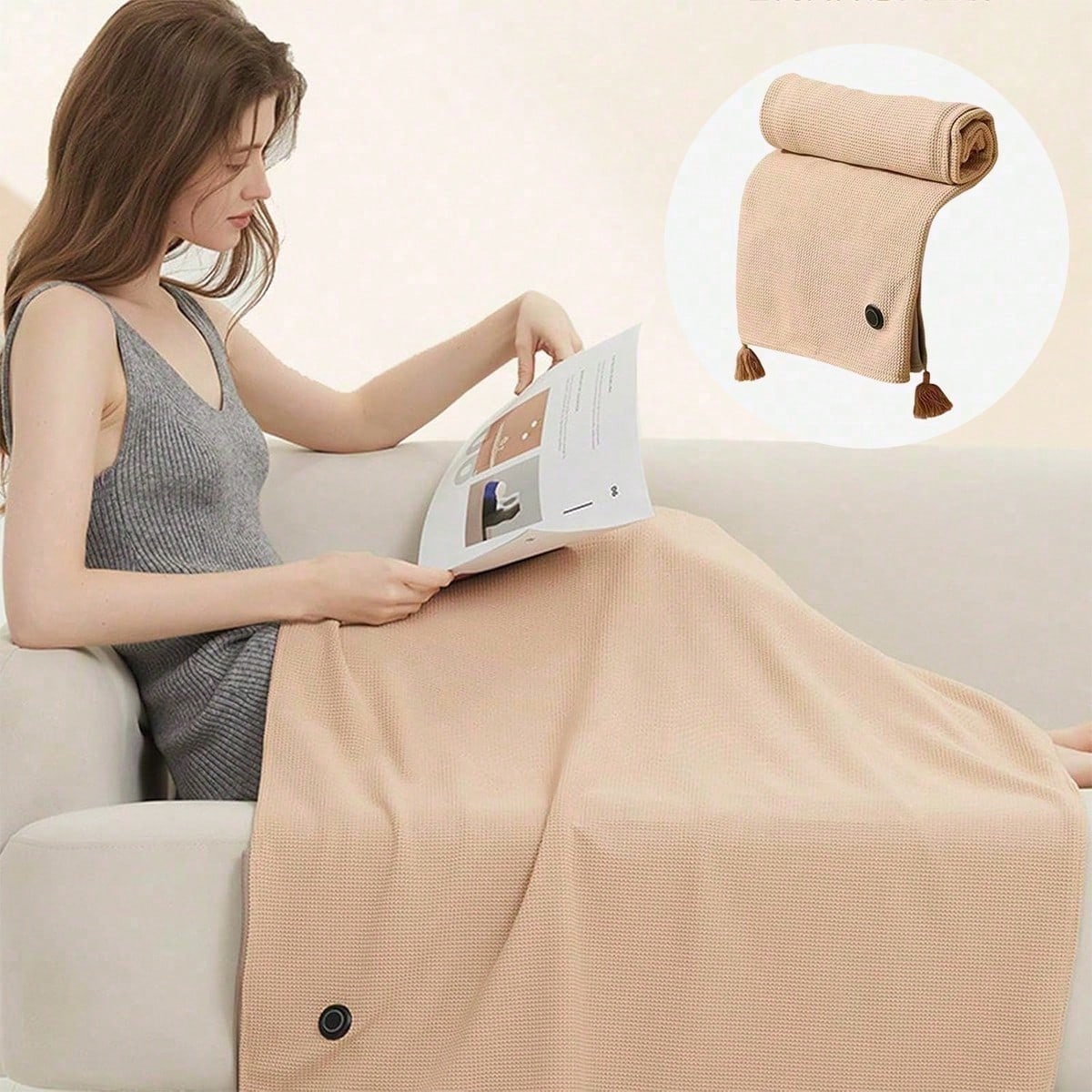Portable USB Heating Blanket Shawl,Women's Heating Shawl, Outdoor Wearable Wireless Electric Blanket,3 Levels Heat,USB Heating Blanket Shawl