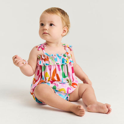 Posh Peanut Bow Strap Ruffle Top & Bloomer Set - Luella (Final Sale)