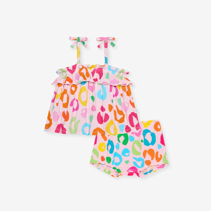 Posh Peanut Bow Strap Ruffle Top & Bloomer Set - Luella (Final Sale)